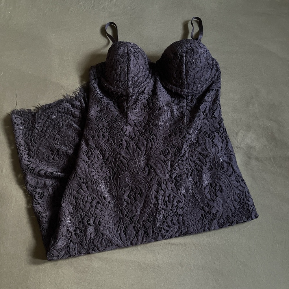 bebe Black Lace Slip Dress